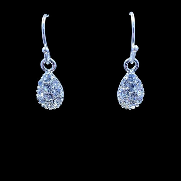 Swarovski Crystal Teardrop Earrings Silver Holiday Gift Sparkle Glam Christmas - Picture 4 of 6